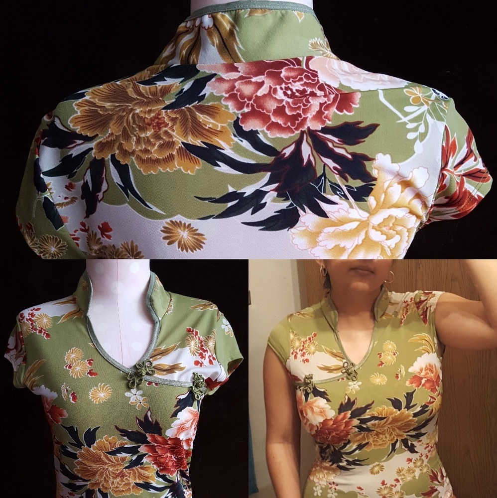 Collared Short Sleeve Chinese (Qipao) Shirt